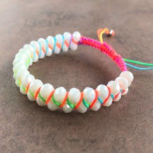 Handmade Beaded Macrame Braided Rainbow Colors Adjustable Bracelet